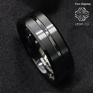 8mm Tungsten Men's Center Stripe Band Ring