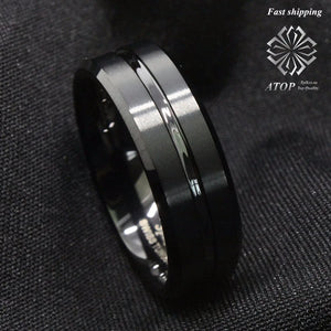 8mm Tungsten Men's Center Stripe Band Ring