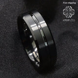 8mm Tungsten Men's Center Stripe Band Ring