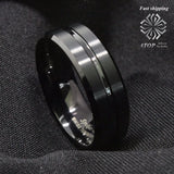 8mm Tungsten Men's Center Stripe Band Ring