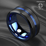 8mm Tungsten Men's Ring Thin Line Inside Brushed Band