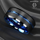 8mm Tungsten Men's Ring Thin Line Inside Brushed Band
