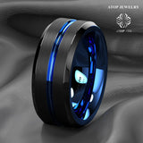 8mm Tungsten Men's Ring Thin Line Inside Brushed Band