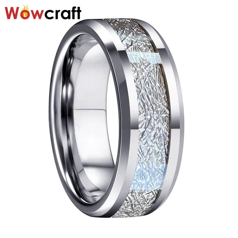 8mm Tungsten Wedding Band Ring Beveled Edges