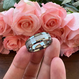 8mm Tungsten Wedding Band Ring Beveled Edges