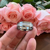8mm Tungsten Wedding Band Ring Beveled Edges
