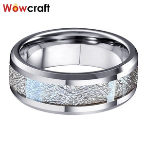 8mm Tungsten Wedding Band Ring Beveled Edges