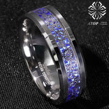 8mm Tungsten Ring Wedding Band Steampunk Gears Carbon Fiber