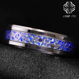 8mm Tungsten Ring Wedding Band Steampunk Gears Carbon Fiber