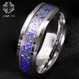 8mm Tungsten Ring Wedding Band Steampunk Gears Carbon Fiber