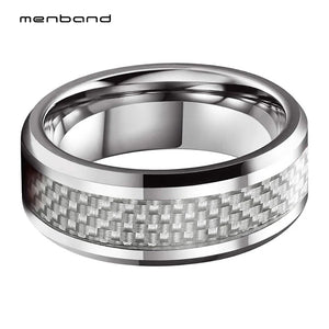 8mm Tungsten Ring Wedding Band Carbon Fiber Inlay Comfort Fit