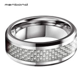 8mm Tungsten Ring Wedding Band Carbon Fiber Inlay Comfort Fit