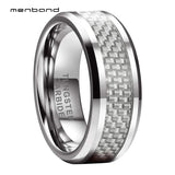 8mm Tungsten Ring Wedding Band Carbon Fiber Inlay Comfort Fit
