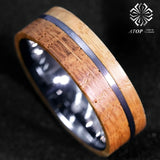 8mm Tungsten Ring Whiskey Barrel Wood Men Wedding Ring