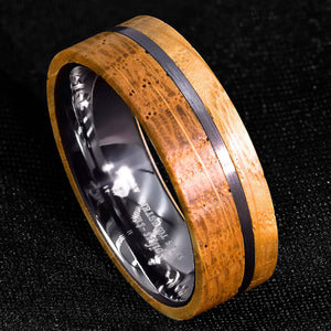 8mm Tungsten Ring Whiskey Barrel Wood Men Wedding Ring
