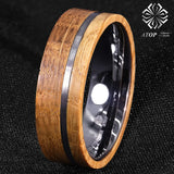 8mm Tungsten Ring Whiskey Barrel Wood Men Wedding Ring