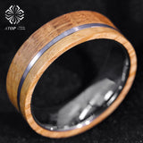 8mm Tungsten Ring Whiskey Barrel Wood Men Wedding Ring