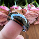 8mm Tungsten Opal Koa Wood Inlay Wedding Band Polished Comfort Fit