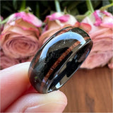 8mm Tungsten Opal Koa Wood Inlay Wedding Band Polished Comfort Fit