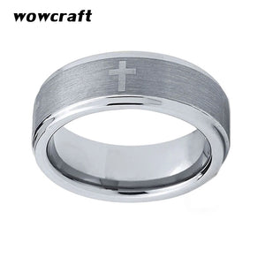 8mm Tungsten Wedding Band Ring Engraved Comfort Fit