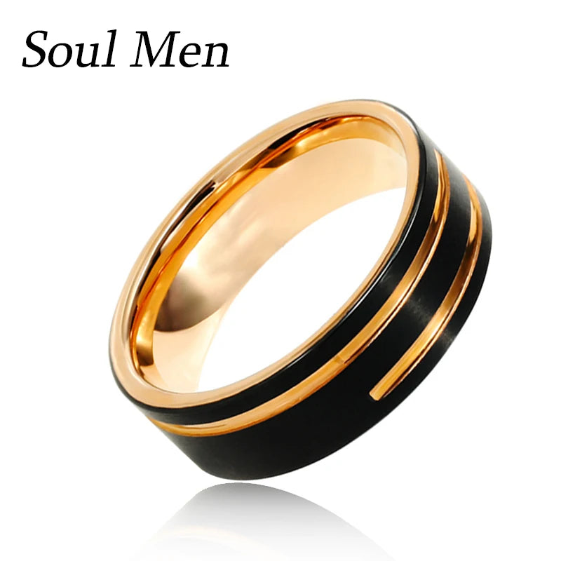 8mm Tungsten Wedding Band Rose Ring Men Women Couple Size 8-13