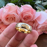 8mm Tungsten Wedding Band Ring Plated Domed Engraved Comfort Fit