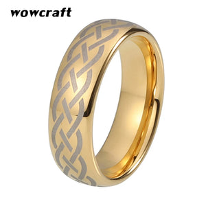 8mm Tungsten Wedding Band Ring Plated Domed Engraved Comfort Fit