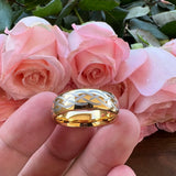 8mm Tungsten Wedding Band Ring Plated Domed Engraved Comfort Fit