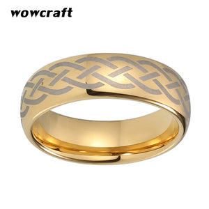 8mm Tungsten Wedding Band Ring Plated Domed Engraved Comfort Fit