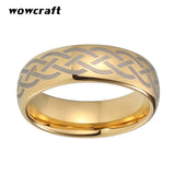 8mm Tungsten Wedding Band Ring Plated Domed Engraved Comfort Fit