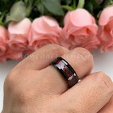 8mm Tungsten Wedding Band Rings Gunmetal&Black Opal Dragon Inlay