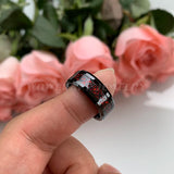 8mm Tungsten Wedding Band Rings Gunmetal&Black Opal Dragon Inlay