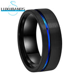 8mm Tungsten Carbide Wedding Band Offset Line Brushed Finish