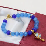 8mm Cloisonne Beaded Cat Eyes Bracelet for Women
