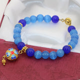 8mm Cloisonne Beaded Cat Eyes Bracelet for Women