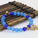 8mm Cloisonne Beaded Cat Eyes Bracelet for Women