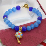 8mm Cloisonne Beaded Cat Eyes Bracelet for Women