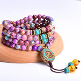 8mm Violet Imperial Jasper Women Necklace Japamala 108 Beaded Meditation Yoga