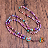 8mm Violet Imperial Jasper Women Necklace Japamala 108 Beaded Meditation Yoga