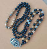 8mm Volcanic Rock 108 Beads Tassel Necklace Healing Meditation Pray Cuff