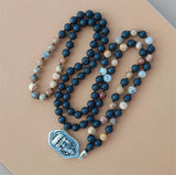 8mm Volcanic Rock 108 Beads Tassel Necklace Healing Meditation Pray Cuff