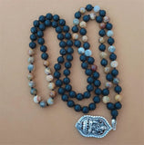 8mm Volcanic Rock 108 Beads Tassel Necklace Healing Meditation Pray Cuff