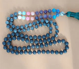 8mm Volcanic Stone 108 Beads Tassel Knotted Necklace Cuff Lucky Chakra Bracelet