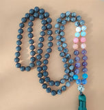 8mm Volcanic Stone 108 Beads Tassel Knotted Necklace Cuff Lucky Chakra Bracelet