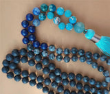 8mm Volcanic Stone 108 Beads Tassel Knotted Necklace Spirituality