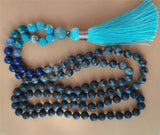 8mm Volcanic Stone 108 Beads Tassel Knotted Necklace Spirituality