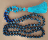 8mm Volcanic Stone 108 Beads Tassel Knotted Necklace Spirituality
