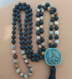 8mm Volcanic Stone 108 Beads Tassel Healing Bracelet
