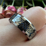 8mm Tungsten Carbide Wedding Band Dragon Carbon Fiber Inlay Engagement Ring