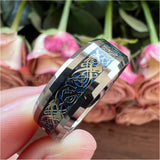 8mm Tungsten Carbide Wedding Band Dragon Carbon Fiber Inlay Engagement Ring